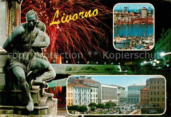 Livorno Hafen Innenstadt Feuerwerk Skulptur