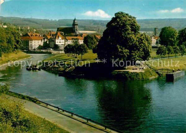 Hann. Muenden Zusammenfluss von Werra und Fulda Blick