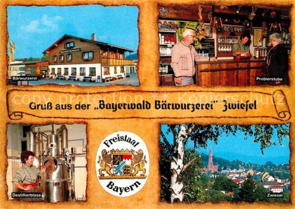 Zwiesel Niederbayern Bayerwald Bärwurzerei Stadtbild mit Kir