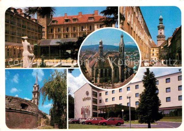 Sopron Oedenburg Teilansichten Hotel Statue Innenstadt K