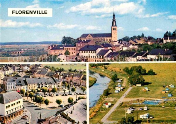 Florenville Ortsansicht mit Kirche Campingplatz am