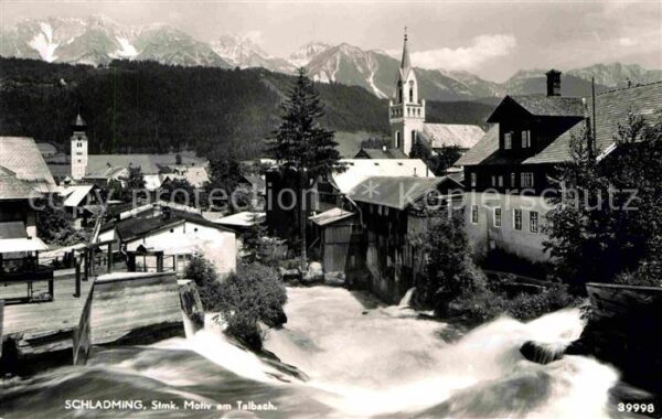 Schladming Obersteiermark Motiv am Talbach mit Kirche