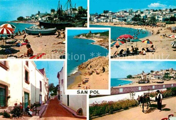 San Pol De Mar Typische Gassen Strand Eselgespann