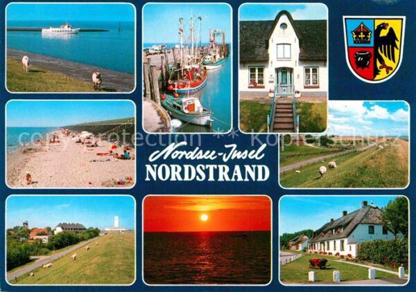 Nordstrand Strand Dünen Sonnenuntergang Hafen