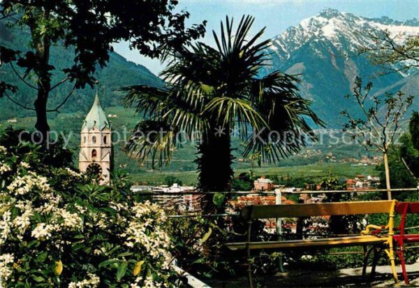 Meran Merano Promenade mit Pfarrturm