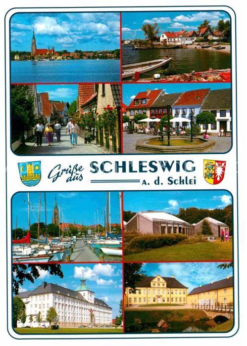 Schleswig Schlei Fussgängerzone Brunnen Kirche Hafen