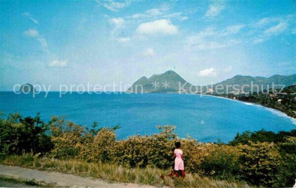 Martinique The village bay Larcher hill and Diamon