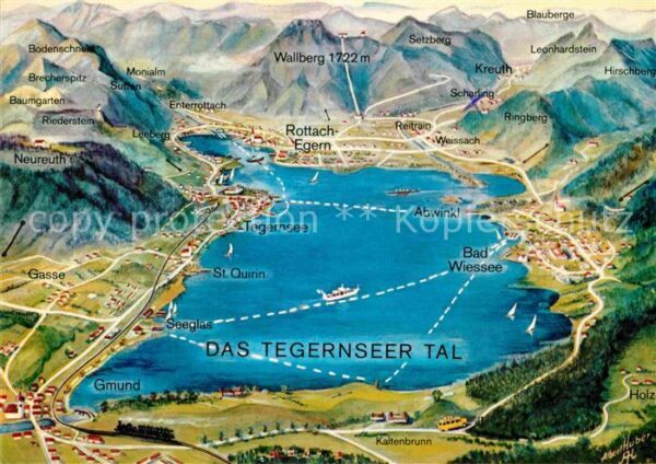 Tegernsee und Umgebung Panoramakarte Illustration