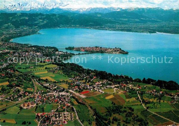 Lindau Bodensee Bregenzerbucht Alpenkette Fliegeraufnah