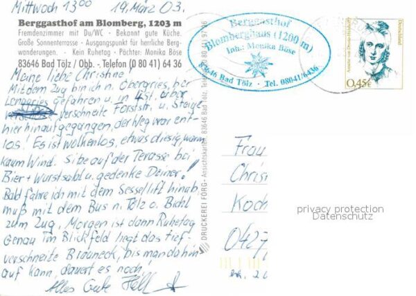 Bad Toelz Berggasthof am Blomberg Waldpartie Wint – Bild 2