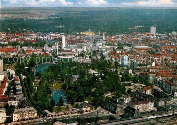 Karlsruhe Baden Blick über Stadtgarten und Zoo Fliegera