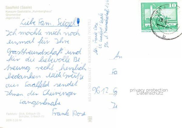 Saalfeld Saale Konsum Gaststätte Kulmberghaus Gnomenba – Bild 2