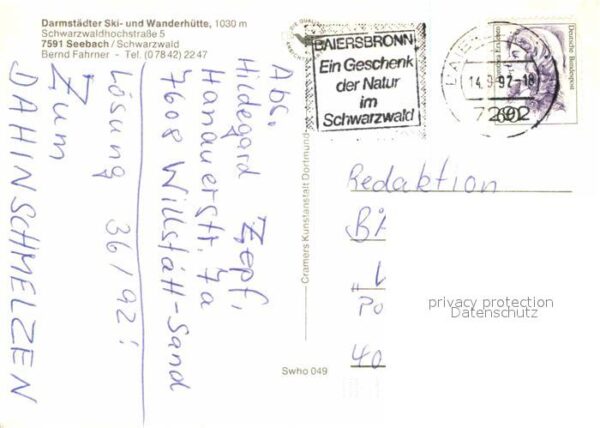 Seebach Ortenaukreis Darmstädter Hütte Schwarzwaldhochstrass – Bild 2