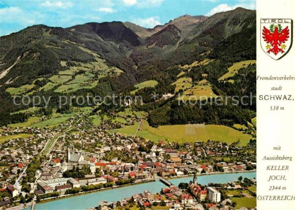 Schwaz Tirol Fliegeraufnahme mit Keller Joch