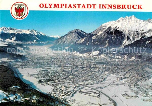 Innsbruck Fliegeraufnahme Olympiastadt im Winter