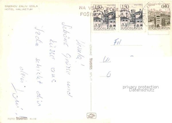 Jugoslawien Yugoslavie Simonov Zaliv Izola Hotel Haliaetum – Bild 2