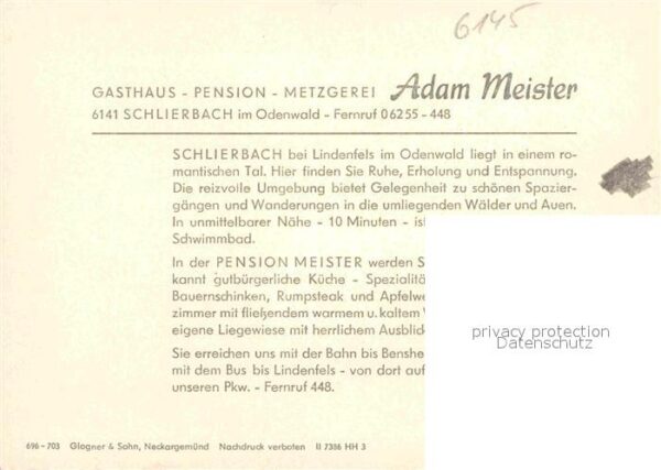 Schlierbach Bergstrasse Gasthaus Pension Adam Meister – Bild 2