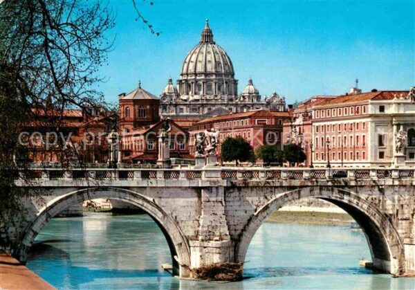 Roma Rom Cupola di S. Pietro e Ponte Elio dal Lu