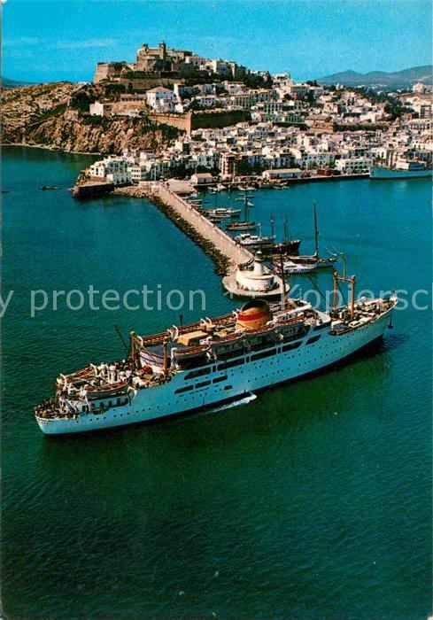 Ibiza Islas Baleares Fliegeraufnahme Dampfer