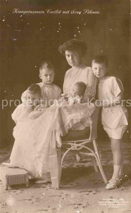 Adel Preussen Kronprinzessin Cecilie mit Söhnen