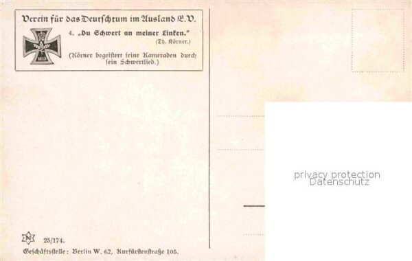 BDD Ausland Körner Kameraden Schwertlied Künstlerka – Bild 2