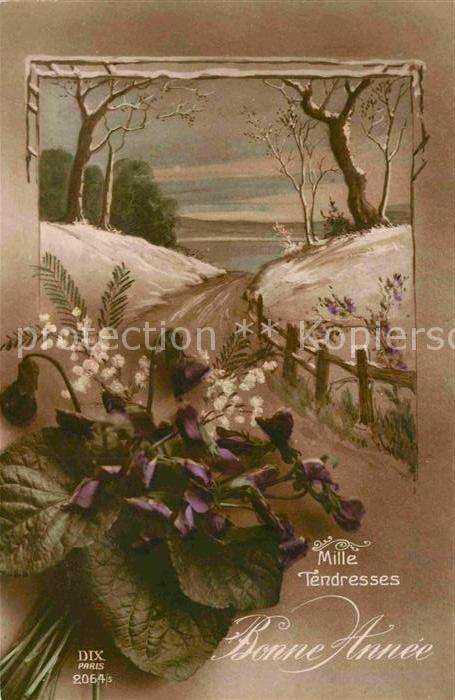 Verlag DIX Paris Nr. 2064/5 Neujahr Veilchen