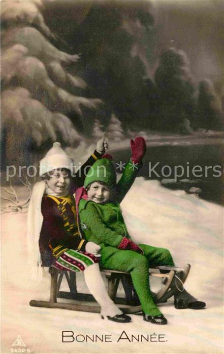 Foto PH Nr. 5450-6 Kinder Schlitten Neujahr