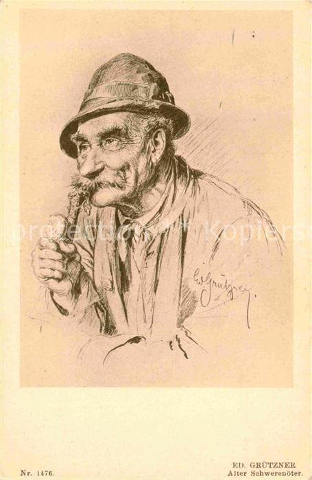 Verlag Ackermann Kuenstlerpostkarte Nr. 1476 Ed. Grützner Alter Schwerenöter