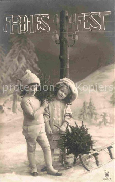 Foto RPH Nr. 2705/2 Kinder Schlitten Weihnachten