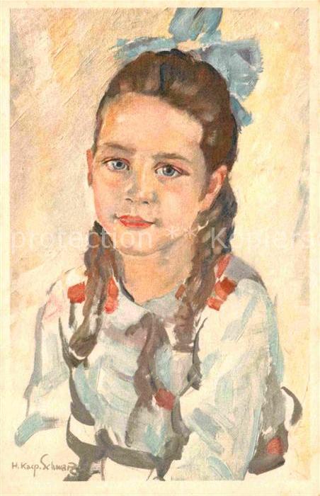Kuenstlerkarte H. K. Schwarz Kinderbildnis