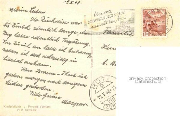 Kuenstlerkarte H. K. Schwarz Kinderbildnis – Bild 2