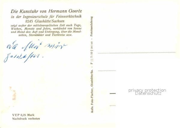 Uhren Kunstuhr Hermann Goertz Glashütte Sachs – Bild 2