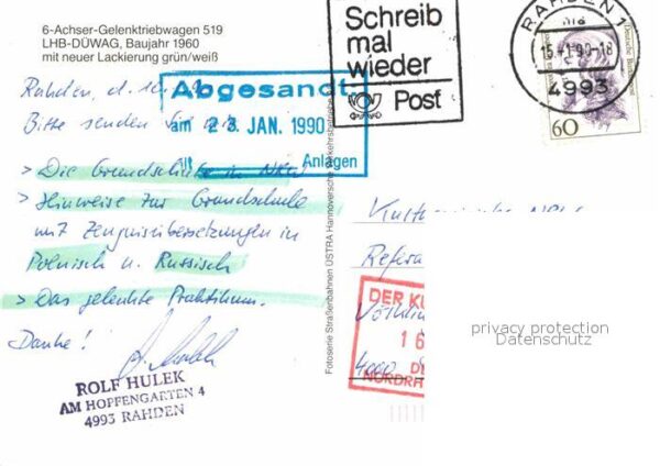Strassenbahn 6-Achser-Gelenktriebwagen 519 LHB-Düwag – Bild 2