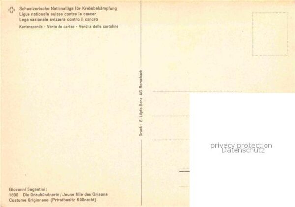 Segantini Giovanni Die Graubündnerin Spendenkarte Schweiz – Bild 2