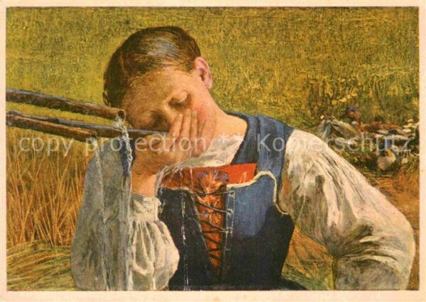 Segantini Giovanni Die Graubündnerin Spendenkarte Krebsbek