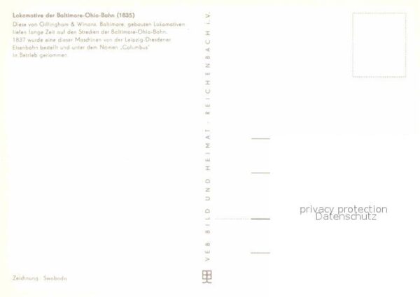 Lokomotive Baltimore-Ohio-Bahn 1835 Zeichnung Swob – Bild 2