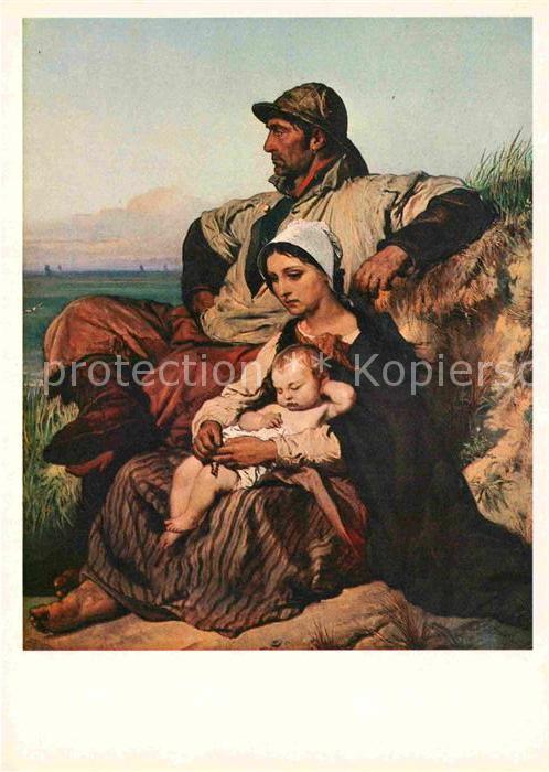 Kuenstlerkarte Alte Kuenstler Louis Gallait Family of a Fisherman 184