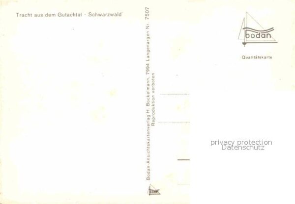 Trachten Schwarzwald Gutachtal Bollenhut - P O S T K A R T E – Bild 2
