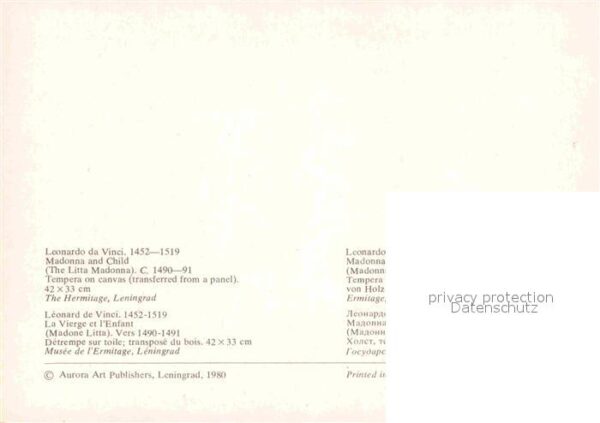 Leonardo Da Vinci Madonna and Child – Bild 2