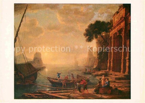 Kuenstlerkarte Alte Kuenstler Claude Gellee Morning in a Harbour 1649