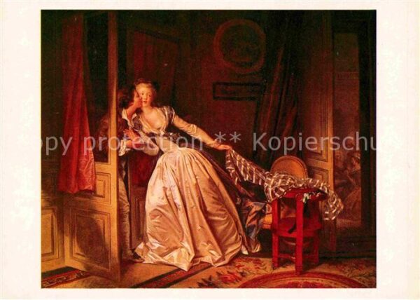 Kuenstlerkarte Alte Kuenstler Jean Honore Fragonard The Stolen Kiss