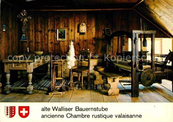 Bauernhaus Bauernstube Wallis Webstuhl Spinnrad St