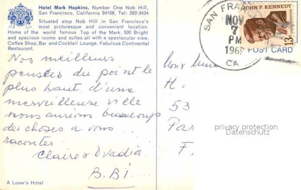 San Francisco California Hotel Mark Hopkins – Bild 2
