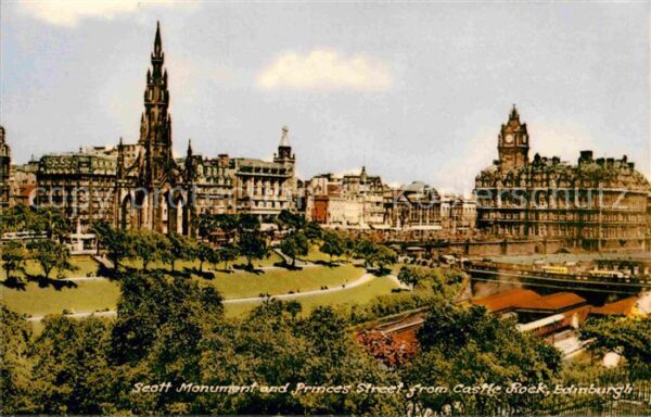 Edinburgh Scotland Scott Monument and Princess Street from