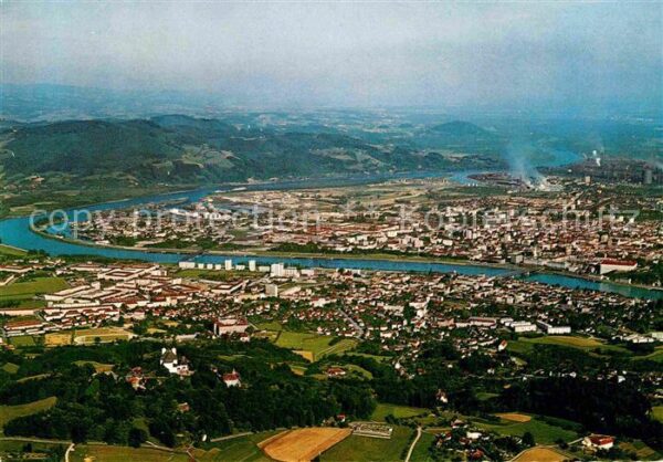 Linz Donau Fliegeraufnahme