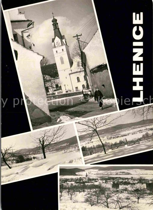 Lhenice Ortspartie mit Kirche