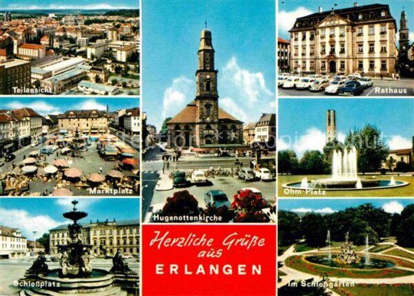 Erlangen Hugenottenkirche Rathaus Ohmplatz Schlo