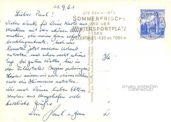 Mayrhofen Zillertal Ortspartie an der Kirche Brunnen Kinder – Bild 2