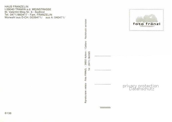 Tramin Weinstrasse  Haus Franzelin Gästehaus Pension Ortsan – Bild 2