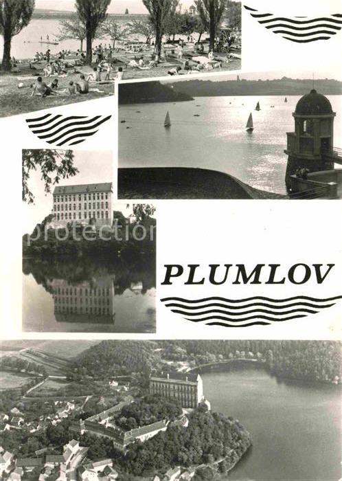 Plumlov Badestrand am Stausee Schloss Fliegerau
